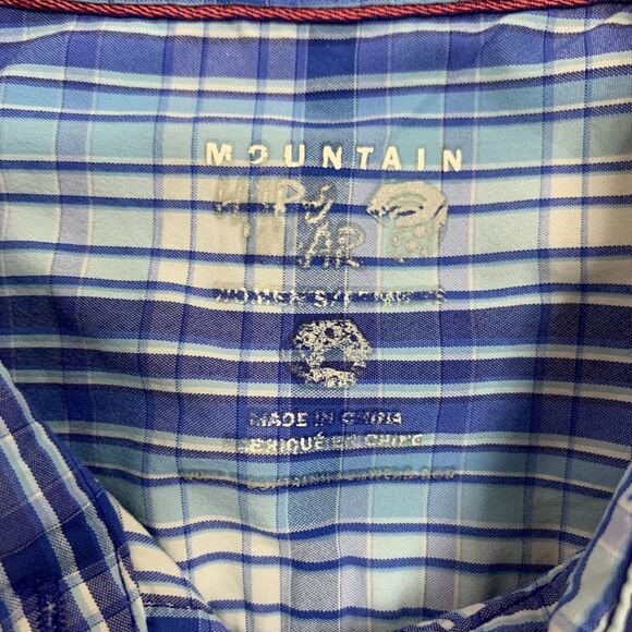 Mountain Hardwear Plaid Shirt Womens S Small Blue Nylon Blend Hidden Button Up - Picture 7 of 12